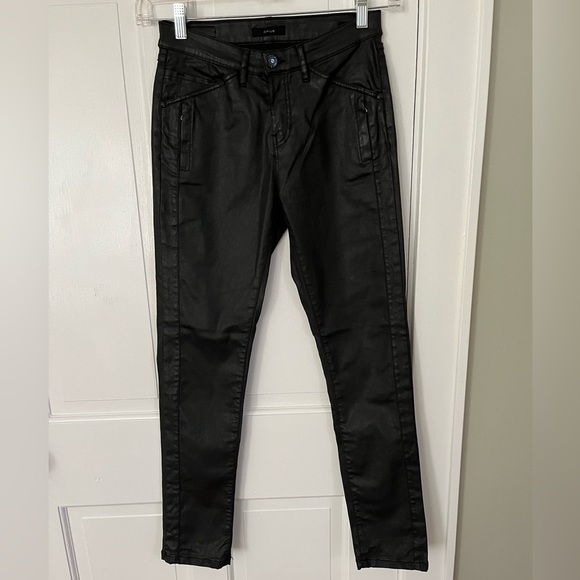 Opus Emily Refined Coated Black Jeans Skinny Fit Size Euro 36 US 6 Chic Moto - Picture 3 of 16